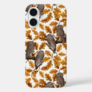 Autumn owls on cotton white iPhone 16 case