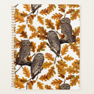 Autumn owls on cotton white planner