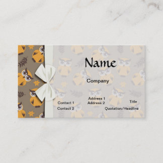 autumn owls pattern business card