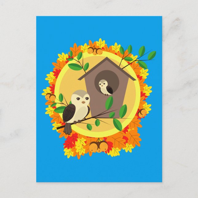 AUTUMN OWLS POSTCARD (Front)