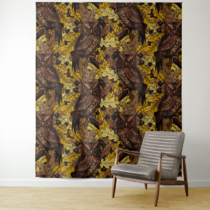 Autumn owls tapestry