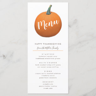 Autumn Painted Pumkin Thanksgiving Chic Menu