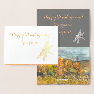 Autumn painting watercolor 300 foil card