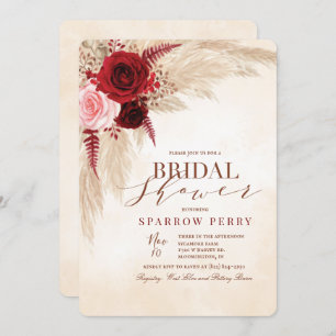 Autumn Pampas Grass Bridal Shower Invitation