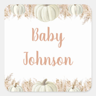 Autumn Pampas Grass Favour Tag Rustic Fall Baby