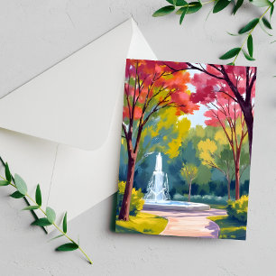 Autumn Park Fall Foliage Watercolor Card