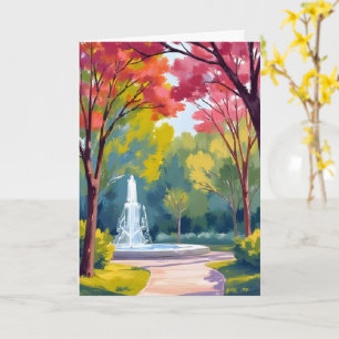 Autumn Park Fall Foliage Watercolor Card