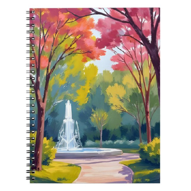Autumn Park Fall Foliage Watercolor Notebook (Front)