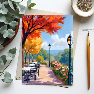 Autumn Park Stroll Watercolor Fall Foliage Postcard