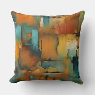 Autumn patchwork abstract cushion