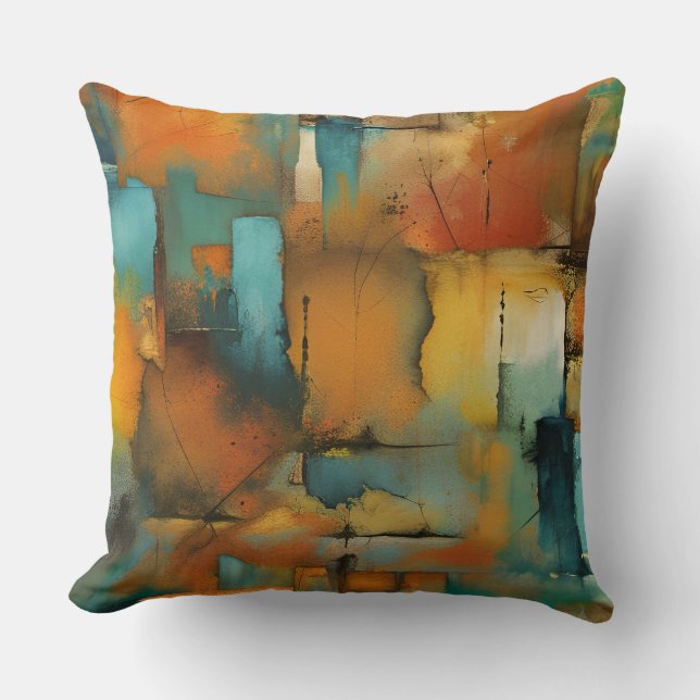 Autumn patchwork abstract cushion (Front)