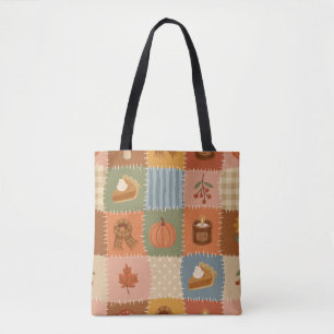 Autumn Patchwork Fall Pattern Tote Bag