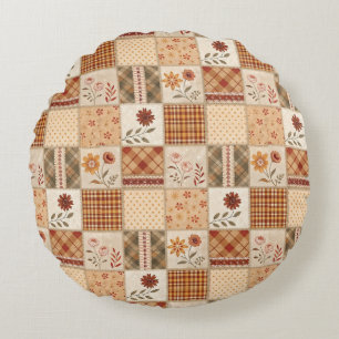 Autumn Patchwork Floral Duvet Cover &  Round Cushion