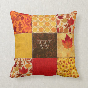 Autumn Patchwork Monogram Cushion