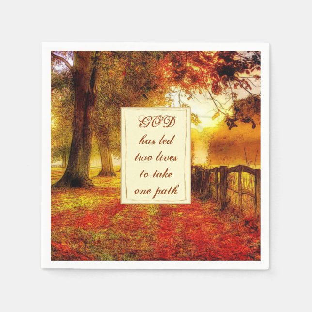 Autumn Path Fall Colourful Leaves Christian Weddin Napkin (Front)