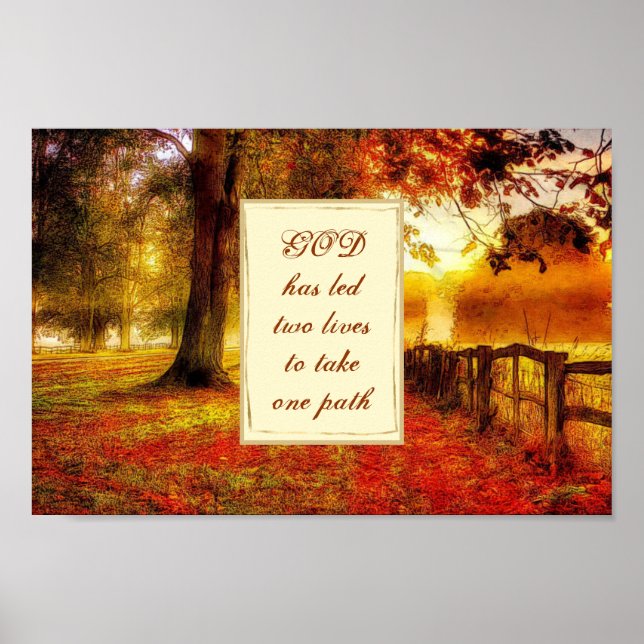 Autumn Path Fall Colourful Leaves Christian Weddin Poster (Front)