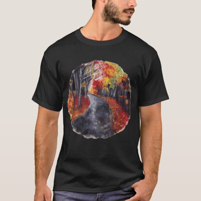 Autumn Path Nature Circle T-Shirt (Front)