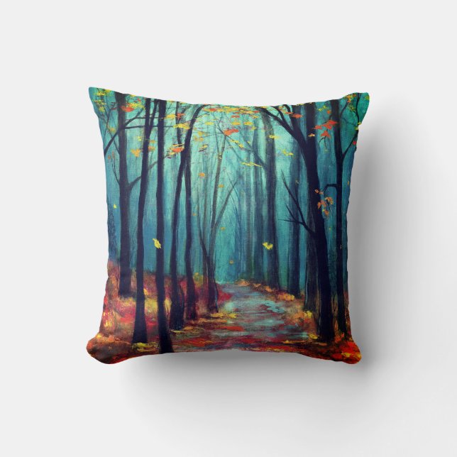 Autumn Path Throw Pillow (Front)