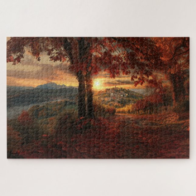 Autumn Path to a Village in Piedmont–Jigsaw Puzzle (Horizontal)
