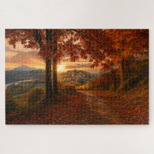 Autumn Path to a Village in Piedmont–Jigsaw Puzzle