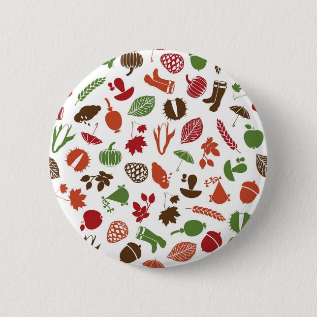 Autumn pattern 6 cm round badge (Front)