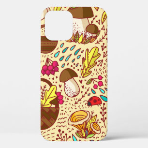 Autumn pattern. Basket with leaves, branches and b iPhone 12 Case