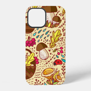 Autumn pattern. Basket with leaves, branches and b iPhone 12 Case