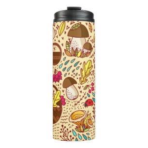 Autumn pattern. Basket with leaves, branches and b Thermal Tumbler