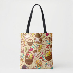 Autumn pattern. Basket with leaves, branches and b Tote Bag