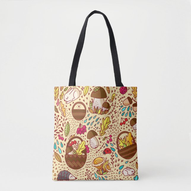 Autumn pattern. Basket with leaves, branches and b Tote Bag (Front)