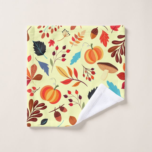 Autumn Pattern Bath Towels - Choose Colour (Wash Cloth)