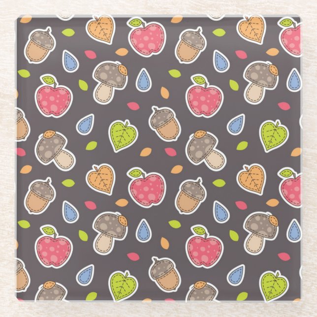 autumn pattern glass coaster (Front)