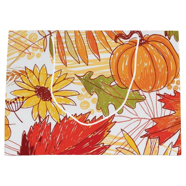 Autumn pattern large gift bag (Front)
