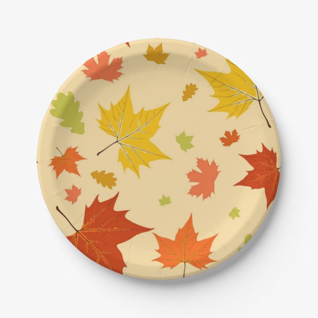 Autumn pattern paper plate (Front)