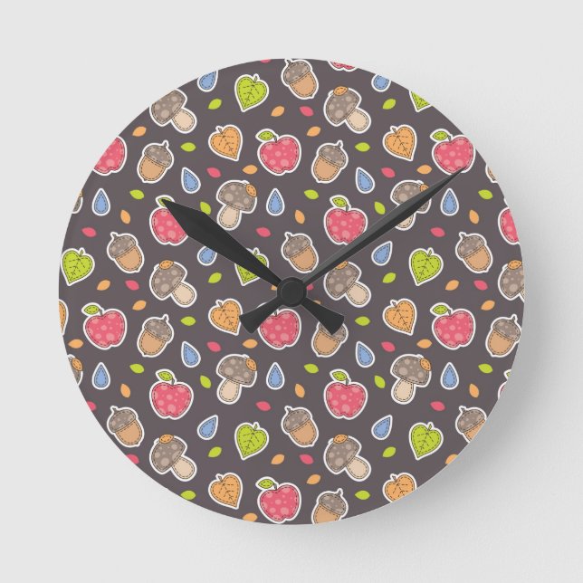 autumn pattern round clock (Front)