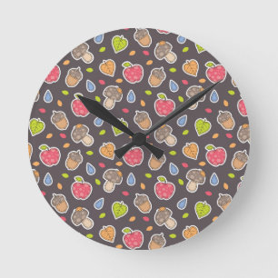 autumn pattern round clock