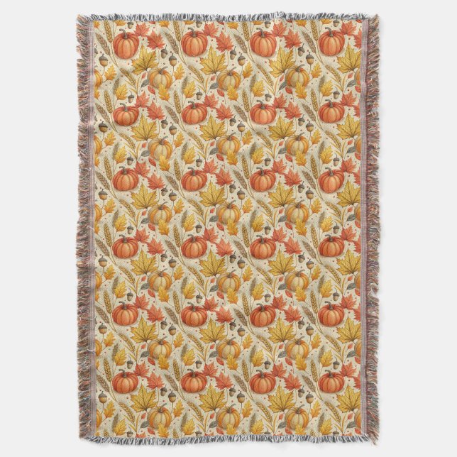 Autumn Pattern Throw Blanket (Front Vertical)