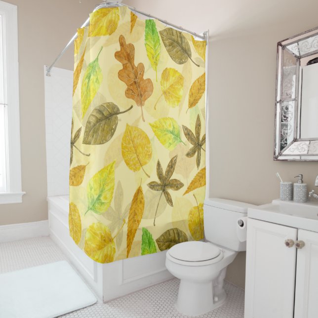 Autumn pattern watercolor 2 shower curtain (In Situ)