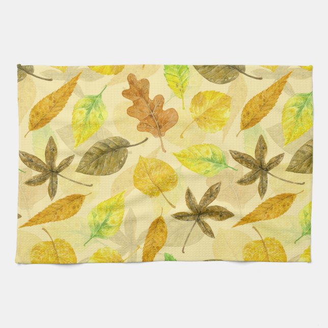 Autumn pattern watercolor 2 tea towel (Horizontal)