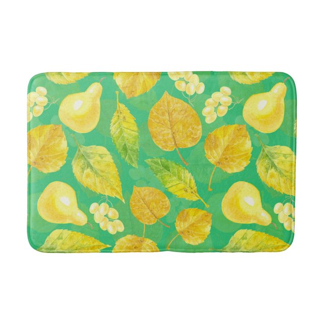Autumn pattern watercolor bath mat (Front)