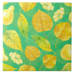 Autumn pattern watercolor ceramic tile