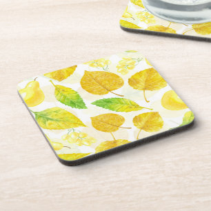 Autumn pattern watercolor coaster