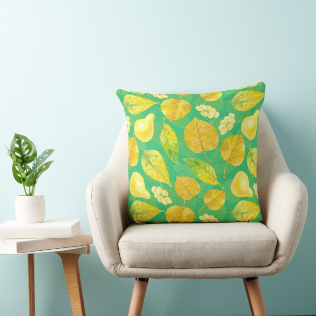 Autumn pattern watercolor cushion (Chair)