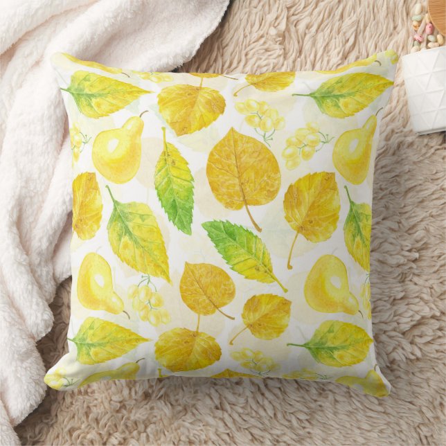 Autumn pattern watercolor cushion (Blanket)