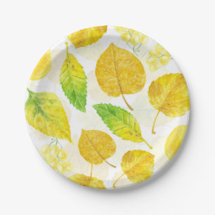 Autumn pattern watercolor paper plate
