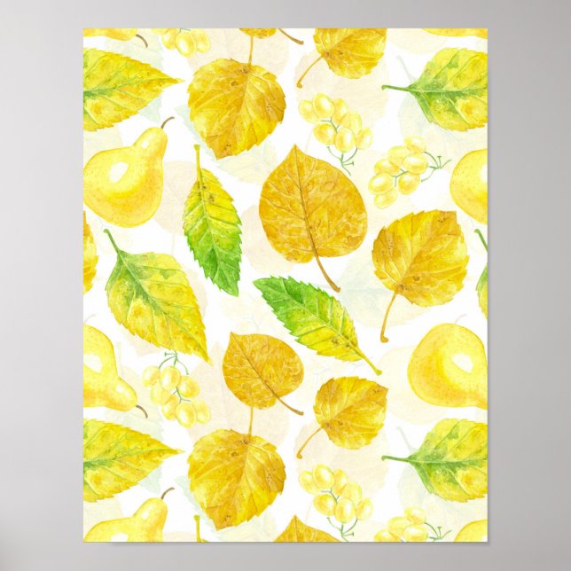 Autumn pattern watercolor poster (Front)