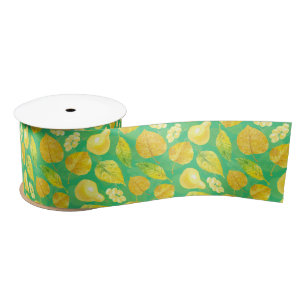 Autumn pattern watercolor satin ribbon