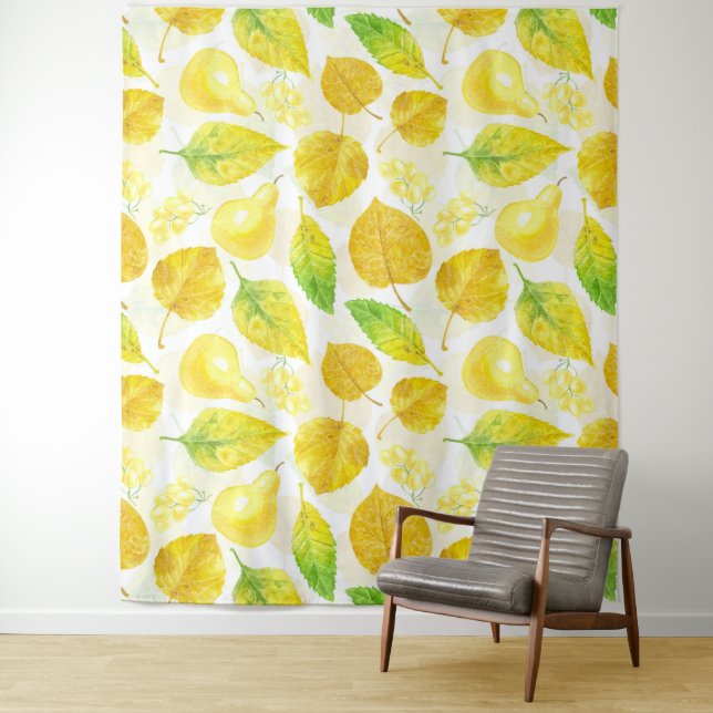 Autumn pattern watercolor tapestry (In Situ)