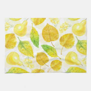Autumn pattern watercolor tea towel
