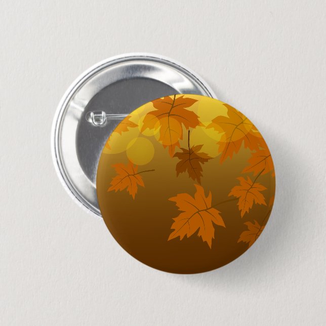Autumn pattern with falling maple leaves and bokeh 6 cm round badge (Front & Back)